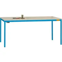 Manuflex LD1913.5012 ESD-werktafel UNIDESK met rubber schijf, onderstel van licht blauw RAL 5012, bxdxh = 1600 x 800 x 720-730 mm Lichtblauw (RAL 5012)