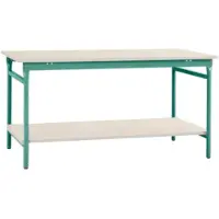 Manuflex BB5201.0001 Compleet bijzettafel basis stationair met melamine schijf + legplank, bxdxh: 750 x 500 x 780 mm Grijs, Groen
