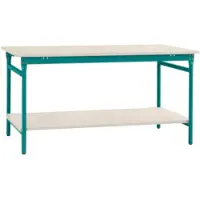 Manuflex BB5217.5021 Compleet bijzettafel basis stationair met kunststof plaat + legplank, bxdxh: 1250 x 600 x 780 mm Waterblauw