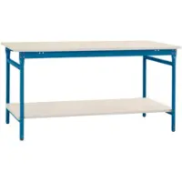Manuflex BB5207.5007 Compleet bijzettafel basis stationair met kunststof plaat + legplank, bxdxh: 750 x 500 x 780 mm Stralend blauw (RAL 5007)