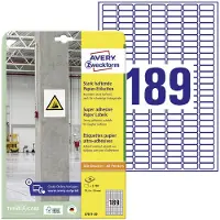 Avery Paper Labels L7871-20, voor etiketten, sterk klevend, wit, 25,4 x 10 mm, 20 x A4 vellen, 3780 stuks.