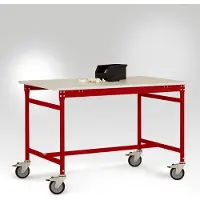 Manuflex LB4048.3003 ESD ESD-bijzettafel basismobiel met melamine tafelblad in robijnrood RAL 3003, bxdxh: 1250 x 800 x 853 mm Robijn-rood