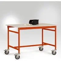Manuflex LB4056.2001 ESD-bijzettafel basismobiel met kunststof tafelblad in roodoranje RAL 2001, bxdxh: 1500 x 600 x 856 mm Rood-oranje (RAL 2001)