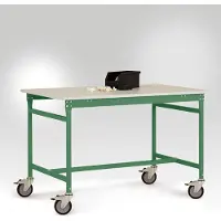 Manuflex LB4063.6011 ESD ESD-bijzettafel basismobiel met rubberlijm tafelblad in Reseda groen RAL 6011, bxdxh: 1500 x 800 x 850 mm Reseda groen (RAL 9010)