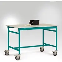 Manuflex LB4066.5021 ESD-bijzettafel basismobiel met kunststof tafelblad in waterblauw RAL 5021, bxdxh: 1500 x 800 x 856 mm Waterblauw