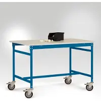 Manuflex LB4053.5007 ESD-bijzettafel basismobiel met rubberlijm tafelblad in stralend blauw RAL 5007, bxdxh: 1500 x 600 x 850 mm Stralend blauw (RAL 5007)