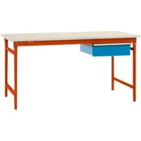 Manuflex BB5247.2001 Compleet bijzettafel basis stationair met kunststof plaat + enkele lade, bxdxh: 1250 x 800 x 780 mm Rood-oranje (RAL 2001)