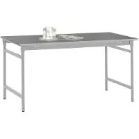 Manuflex BB3014.9006 Werkplaats Bijzettafel basis stationair met staalbeslag schijf in aluminium zilver vergelijkbaar met RAL 9006, bxdxh: 1000 x 600 x 780 mm