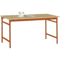Manuflex BB3015.2001 Bijzettafel basis stationair met multiplex tafelblad in roodoranje RAL 2001, bxdxh: 1000 x 600 x 780 mm Rood-oranje (RAL 2001)