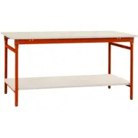 Manuflex BB5207.2001 Compleet bijzettafel basis stationair met kunststof plaat + legplank, bxdxh: 750 x 500 x 780 mm Rood-oranje (RAL 2001)