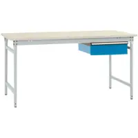 Manuflex BB5231.7035 Compleet bijzettafel basis stationair met melamine schijf + enkele lade, bxdxh: 1000 x 800 x 780 mm Grijs-wit (RAL 7035)