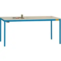 Manuflex LD1116.5007 ESD-werktafel UNIDESK met kunststof plaat, onderstel van stralend blauw RAL 5007, bxdxh = 2000 x 800 x 723-733 mm Stralend blauw (RAL 5007)