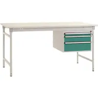 Manuflex BB5261.0001 Compleet bijzettafel basis stationair met melamine schijf + behuizing onderbouw, bxdxh: 1000 x 800 x 780 mm Grijs, Groen