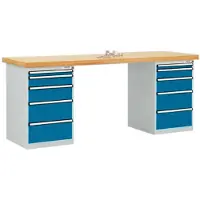Manuflex TP5091.5007 Werkbanksysteem (b x d) 2000 mm x 700 mm Stralend blauw (RAL 5007)