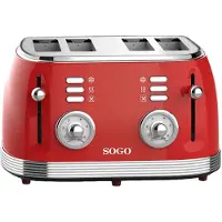 Sogo Broodrooster voor 4 sneden Controlelampje, Toastfunctie Rood (metallic)