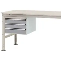 Manuflex ZB4612.9006 Behuizing onderbouw stationair, gebruiksh. 300 mm met 3 lades. Voor tafel diepte 800 mm