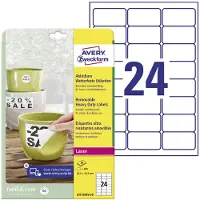 Avery Zweckform AVERY Weerbestendige folie-etiketten, afneembaar L4773REV-20 A4 Wit 63,5 x 33,9 mm 20 Vellen à 24 Etiketten