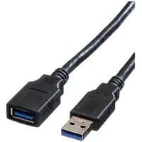 Roline USB naar USB (volledig bedekt) verlengkabel - USB3.0 - UL gecertificeerd - tot 0,9A / zwart - 0,80 meter