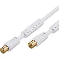 Value antennekabel 10,0 m, wit, met ferrieten (80 dB), 2x afgeschermd