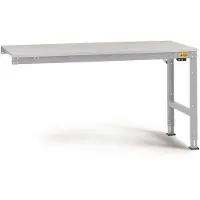 Manuflex LU6123.9006 ESD ESD-werktafel universele standaard aanschuiftafel met rubber schijf, bxdxh = 2000 x 1000 x 760-870 mm Aluminium-zilver
