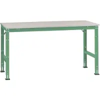 Manuflex AU6101.6011 Werk aanschuiftafel universele standaard met melamine schijf, bxdxh = 1750 x 1200 x 760-870 mm Reseda groen (RAL 9010)