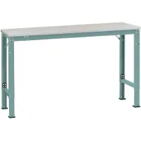 Manuflex AU7074.5021 Werk achtergrond tafel universele speciale met stalen beslag schijf, bxdxh = 1500 x 1200 x 722-1022 mm Waterblauw