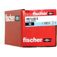 Fischer 519775 HM Hollewandplug 5 X 65 S - M5 - Voor Plaatdikte 12-26mm (50st)