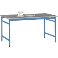 Manuflex BB3034.5012 Bijzettafel basis stationair met staalbeslag schijf in licht blauw RAL 5012, bxdxh: 1250 x 600 x 780 mm Lichtblauw (RAL 5012)