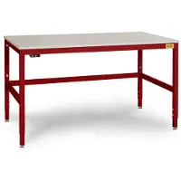 Manuflex LC3916.3003 ESD ESD-werktafel CANTOLAB speciale met kunststof plaat, bxdxh = 1600 x 800 x 758-958 mm Robijn-rood