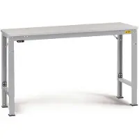 Manuflex LU7048.9006 ESD ESD-werktafel universele speciale reden tafel met melamine schijf, bxdxh = 1500 x 600 x 725-1025 mm Aluminium-zilver
