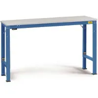 Manuflex LU7076.5007 ESD ESD-werktafel universele speciale reden tafel met kunststof plaat, bxdxh = 1500 x 1200 x 728-1028 mm Stralend blauw (RAL 5007)