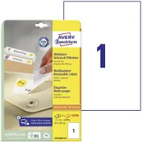 Avery L4735REV-25 Universele etiketten 210 x 297 mm Papier Wit 30 stuk(s) Weer verwijderbaar Inkjet, Laser (zwart/wit), Laser (kleur), Kopiëren