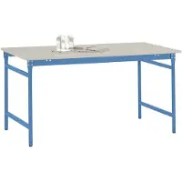 Manuflex BB3031.5012 Bijzettafel basis stationair met melamine tafelblad in licht blauw RAL 5012, bxdxh: 1250 x 600 x 780 mm Lichtblauw (RAL 5012)