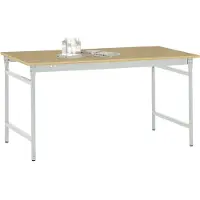 Manuflex BB3025.7035 Bijzettafel basis stationair met multiplex tafelblad in lichtgrijs RAL 7035, bxdxh: 1000 x 800 x 780 mm Grijs-wit (RAL 7035)