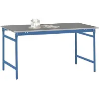 Manuflex BB3034.5007 Bijzettafel basis stationair met staalbeslag schijf in stralend blauw RAL 5007, bxdxh: 1250 x 600 x 780 mm Stralend blauw (RAL 5007)