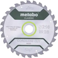 Metabo CORDLESS CUT WOOD CLASSIC 628284000 Cirkelzaagblad 216 x 30 x 1.2 mm Aantal tanden: 28 1 stuk(s)