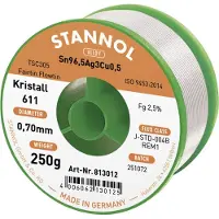 Stannol Kristall 611 Fairtin Loodvrije soldeer tin Sn99,3Cu0,7 REM1 250 g 0.7 mm