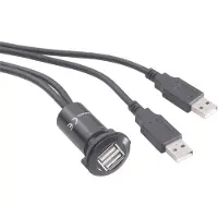 TRU COMPONENTS USB-06-BK Dubbele USB-inbouwbus 2.0 Bus, inbouw, Adapter 2x USB-bus type A naar 2x USB-stekker type A met 60 cm kabel Inhoud: 1 stuk(s)
