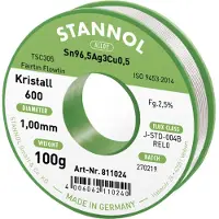 Stannol Kristall 600 Fairtin Soldeertin, loodvrij Loodvrij Sn96,5Ag3Cu0,5 REL0 100 g 1 mm