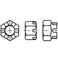 Toolcraft TO-6861159 Kroonmoeren M6 DIN 935 Staal 500 stuk(s)