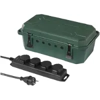 Sygonix SY-5598168 Verdeelbox 4-voudig Standaard-groen (zijdemat), Zwart Aanraakbeveiliging, Met stekkerdoos met 4 stopcontacten