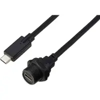 TRU COMPONENTS TC-E10T-FT3.1-PWF/MT3.1-NWA-0.5PV-S TC-13543600 USB-C 3.1-stekker naar bus IP67 (schroefdraad) kabel 0,5
