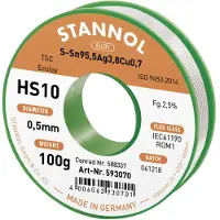 Stannol HS10 2510 Soldeertin, loodvrij Spoel Sn95,5Ag3,8Cu0,7 ROM1 100 g 0.5 mm