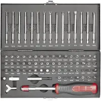 Toolcraft HT02183 820952 Bitset 75-delig Plat, Inbus, Clutch, Tri-Wing, Torque, Veeltand (XZN), Kruiskop Pozidriv, Kruiskop Phillips, T-profiel