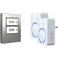 M-E Modern-Electronics 100151 Complete set voor Draadloze deurbel Verlicht, Reageert op deurbel, Met bewegingsmelder, Met naambord