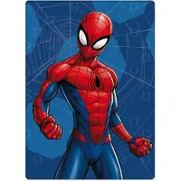 Borg Living Spiderman Fleece spinnenweb blauw 100 x 140 cm