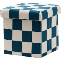 Kids Concept Zitpoef met opbergruimte ruit Blauwgroen, 30x30 cm