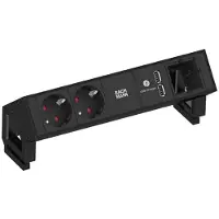 Bachmann DESK2: 2x geaarde stekker, 1x USB-oplaadpoort, 1x ABD-aansluiting, zwart