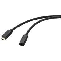 Renkforce USB-kabel, USB 3.2 Gen2x2, USB-C stekker, USB-C aansluiting, 1,00 meter, zwart, PVC-omhulsel, modelnummer RF-4755220