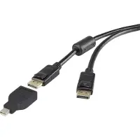 Renkforce RF-3424508 DisplayPort-kabel Mini-displayport / DisplayPort Adapterkabel Mini DisplayPort-stekker, DisplayPort-stekker 3.00 m Zwart Vergulde